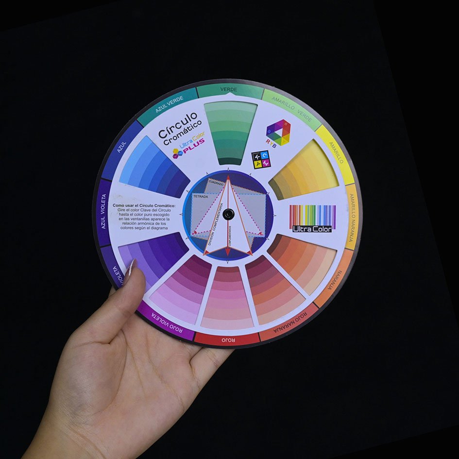 Círculo cromático básico con colores primarios, secundarios y terciarios para diseño gráfico