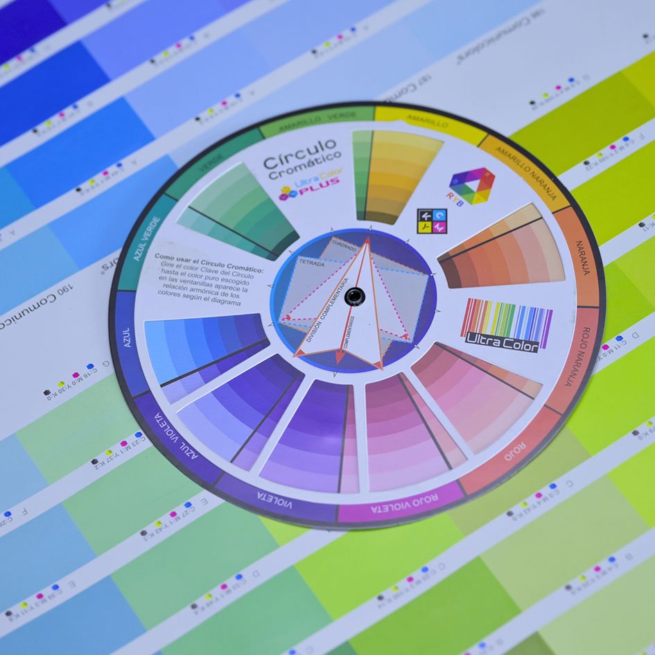 Círculo cromático básico con colores primarios, secundarios y terciarios para diseño gráfico